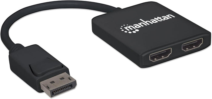 Manhattan DisplayPort 1.2 to 2-Port HDMI Splitter Hub with MST 4K@30Hz USB-A Powered Video Wall Function HDCP 2.2 Black | 152716 Splitter Manhattan