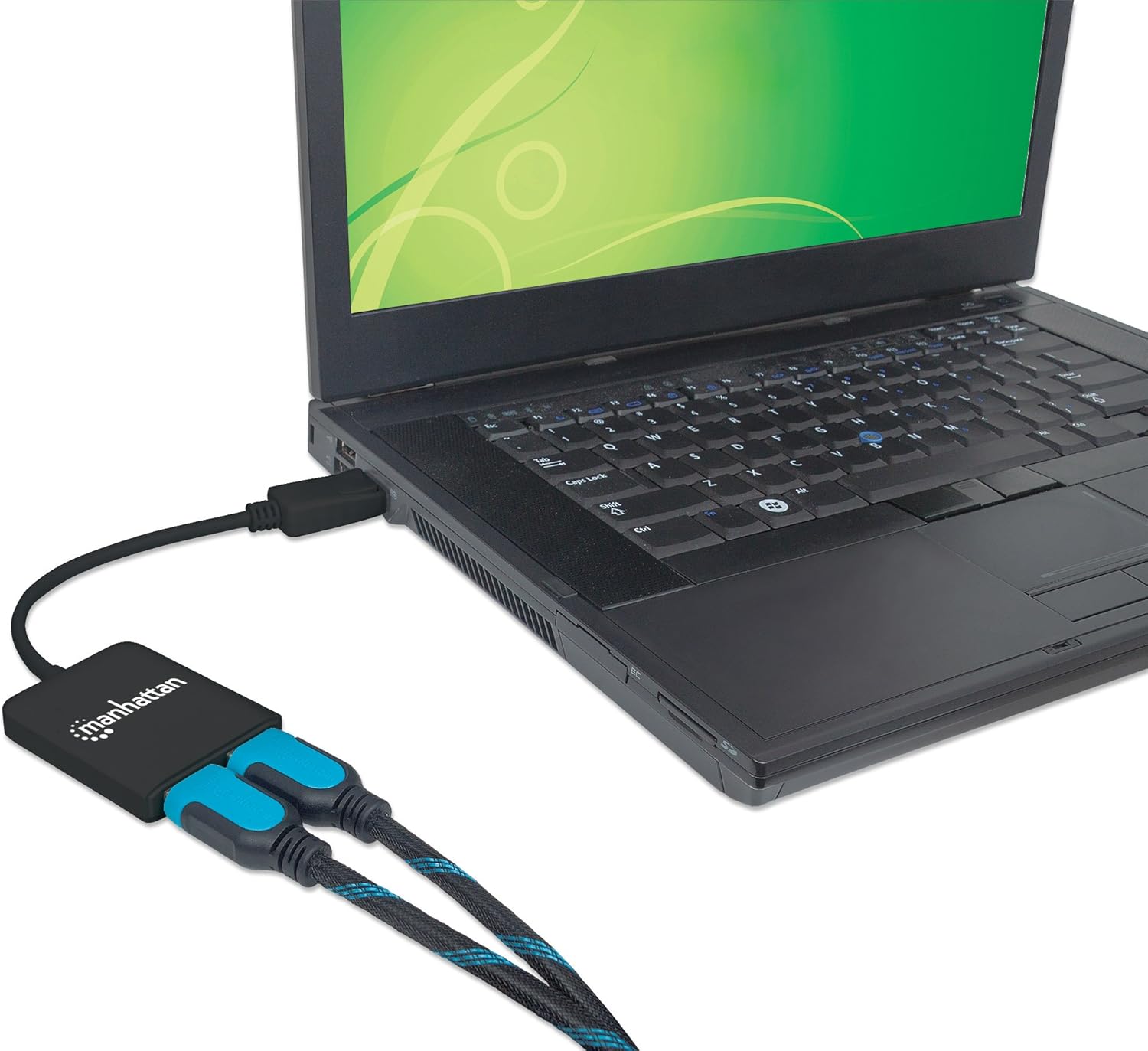 Manhattan DisplayPort 1.2 to 2-Port HDMI Splitter Hub with MST 4K@30Hz USB-A Powered Video Wall Function HDCP 2.2 Black | 152716 Splitter Manhattan