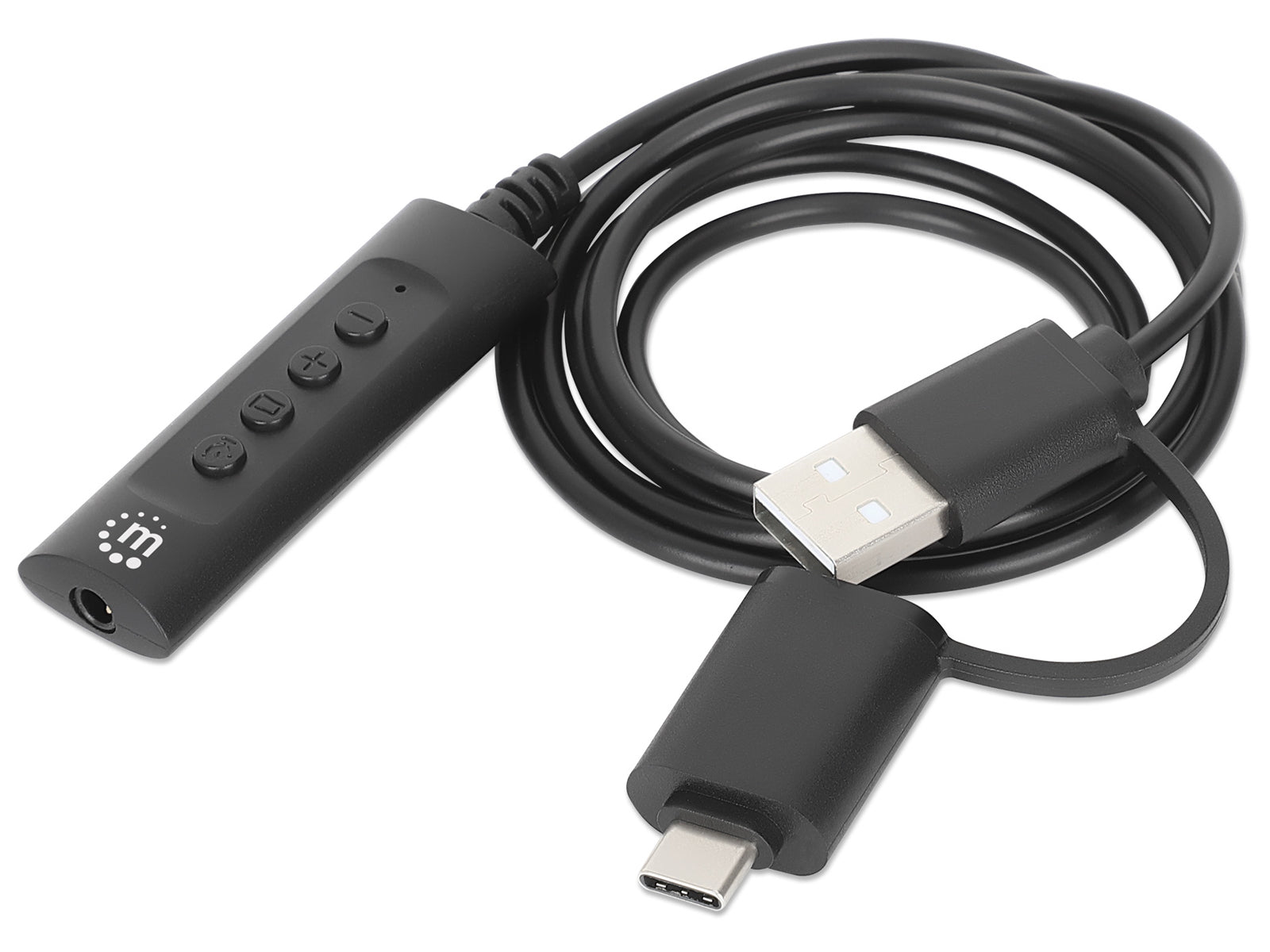 Manhattan 2-in-1 USB-C/-A to 3.5 mm Stereo Audio Adapter | 153560 Splitter Manhattan