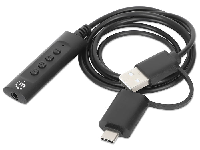 Manhattan 2-in-1 USB-C/-A to 3.5 mm Stereo Audio Adapter | 153560 Splitter Manhattan