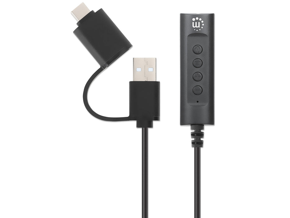 Manhattan 2-in-1 USB-C/-A to 3.5 mm Stereo Audio Adapter | 153560