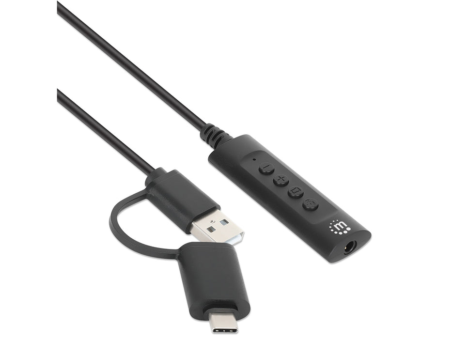 Manhattan 2-in-1 USB-C/-A to 3.5 mm Stereo Audio Adapter | 153560