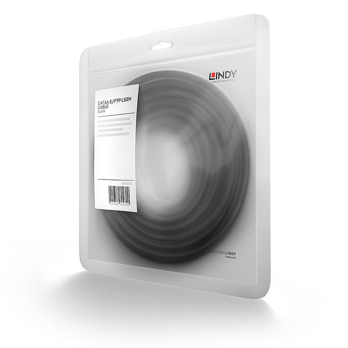 Lindy 15m Cat.6A S/FTP LSZH Snagless Gigabit Network Cable, Black | 47184 Network Cable Lindy