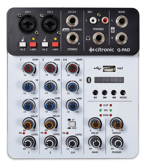 Citronic Q-PAD Mini Mixer with USB/BT and Audio Interface | 170.814UK Audio Mixer Citronic