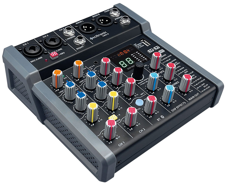 Citronic CMA Series 2/4/6-Channel Compact Mixers with DSP & Phantom Power | 170.862UK Audio Mixer Citronic