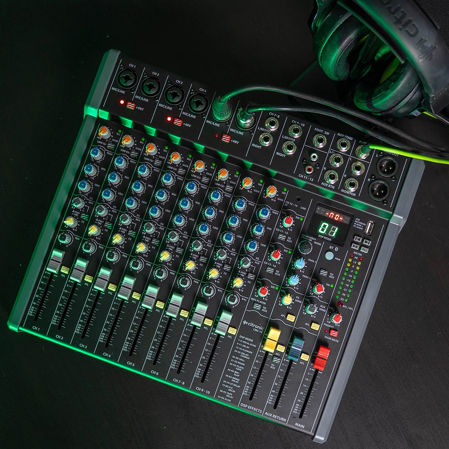 Citronic Professional Audio Mixer with DSP Effects & USB/BT Playback | 170.940UK Audio Mixer Citronic