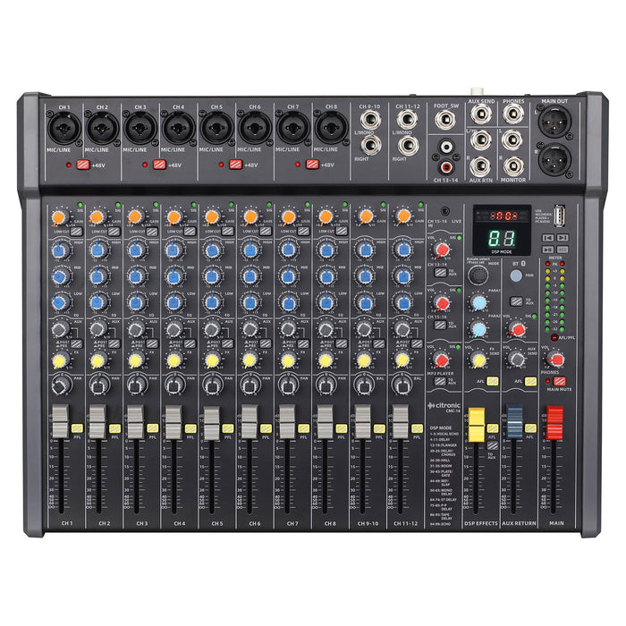 Citronic CMC Series 8-Channel Professional Audio Mixer with DSP FX, USB & BT | 170.942UK Audio Mixer Citronic