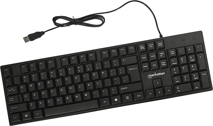 Manhattan 179324-UK Keyboard USB Wired Black-Standard Qwerty Full Size Keyboard & Mouse Manhattan