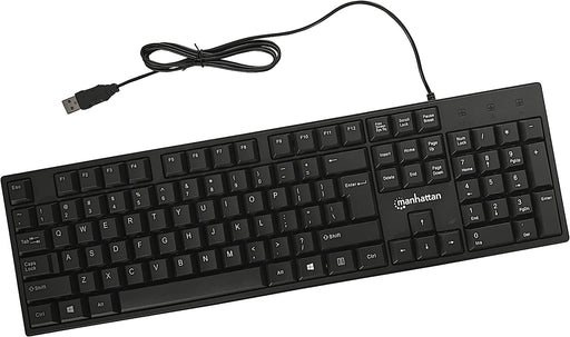 Manhattan 179324-UK Keyboard USB Wired Black-Standard Qwerty Full Size Keyboard Manhattan