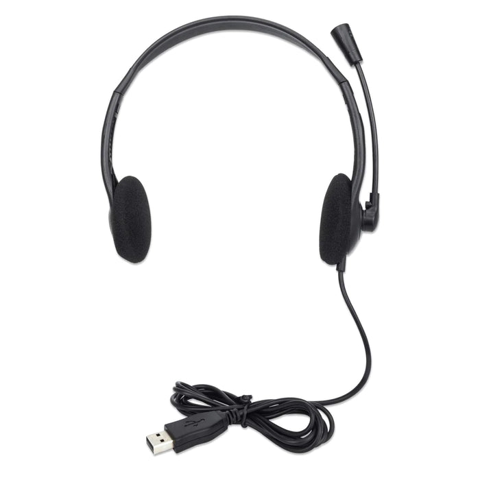 Manhattan 179898 Stereo On-Ear Headset Adjustable Microphone Headset Manhattan