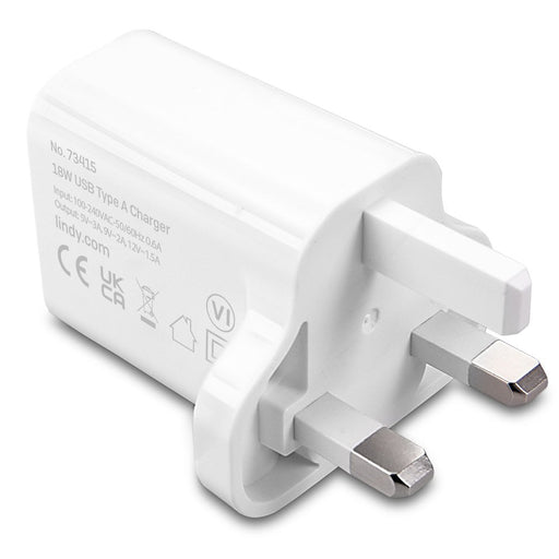 Lindy 18W USB Type A Charger | 73415 Smart Device Chargers Lindy