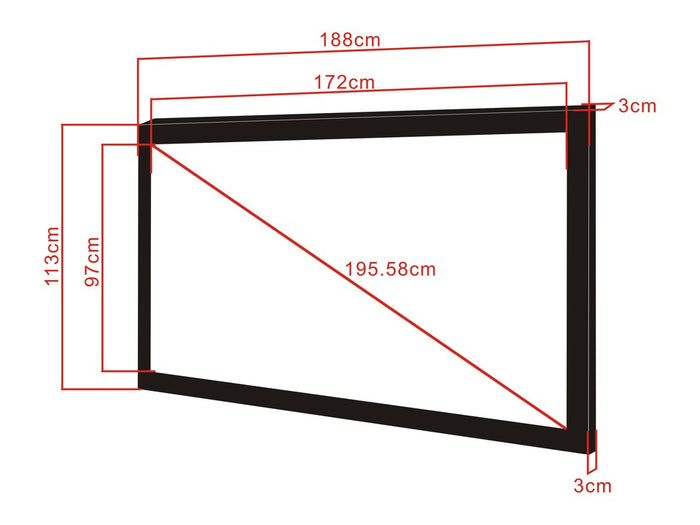 Multibrackets Framed Projection Screen Deluxe 77" 16:9 Matte White – Black Velvet Frame | 7350022731936 Framed Projection Screen Multibrackets