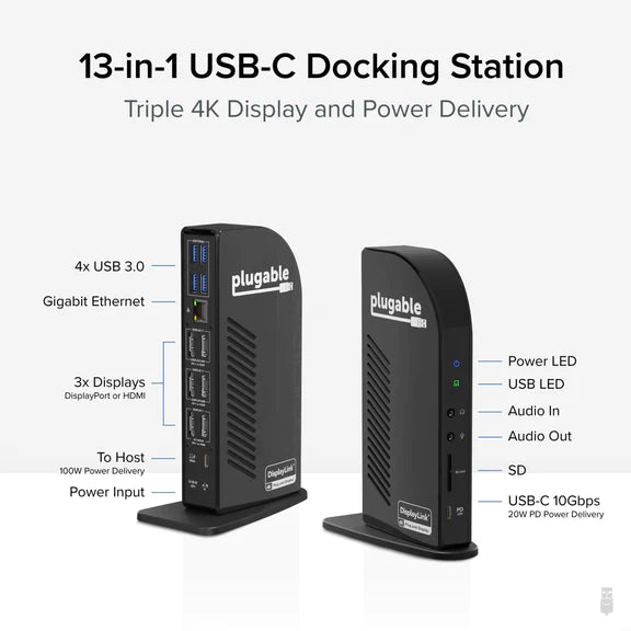 Plugable UD-ULTC4K USB-C Triple 4K Monitor Docking Station Plugable UD-ULTC4K USB-C Triple 4K Monitor Docking Station
