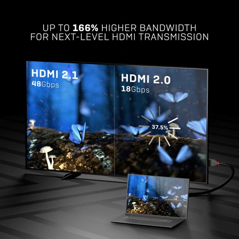 Lindy 1m Ultra High Speed HDMI Cable, Anthra Line | 36952 HDMI Cable Lindy