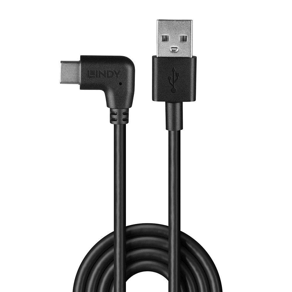 Lindy 1m USB 2.0 Type A to Right-Angled USB-C Cable | 32001 USB Cable Lindy