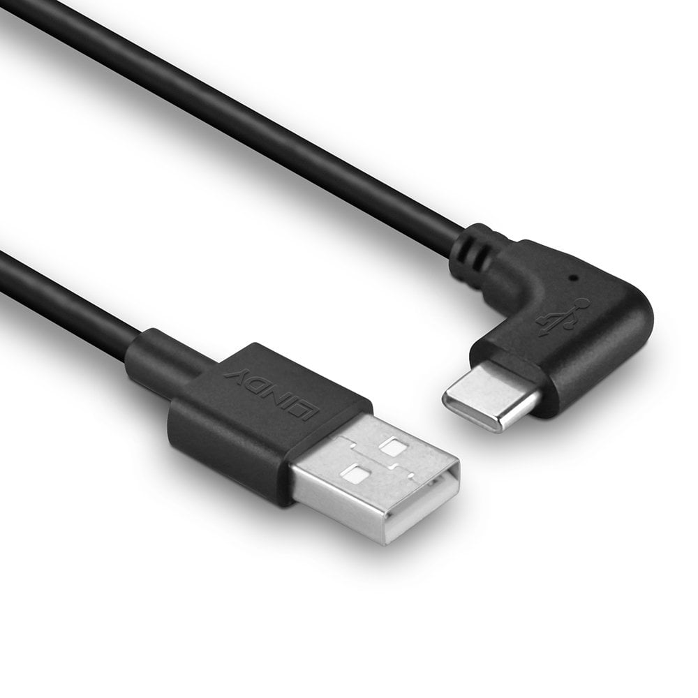 Lindy 1m USB 2.0 Type A to Right-Angled USB-C Cable | 32001 USB Cable Lindy