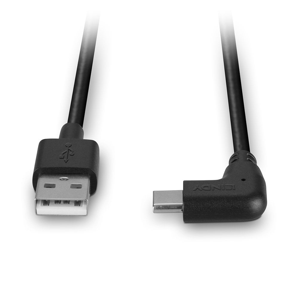 Lindy 1m USB 2.0 Type A to Right-Angled USB-C Cable | 32001 USB Cable Lindy