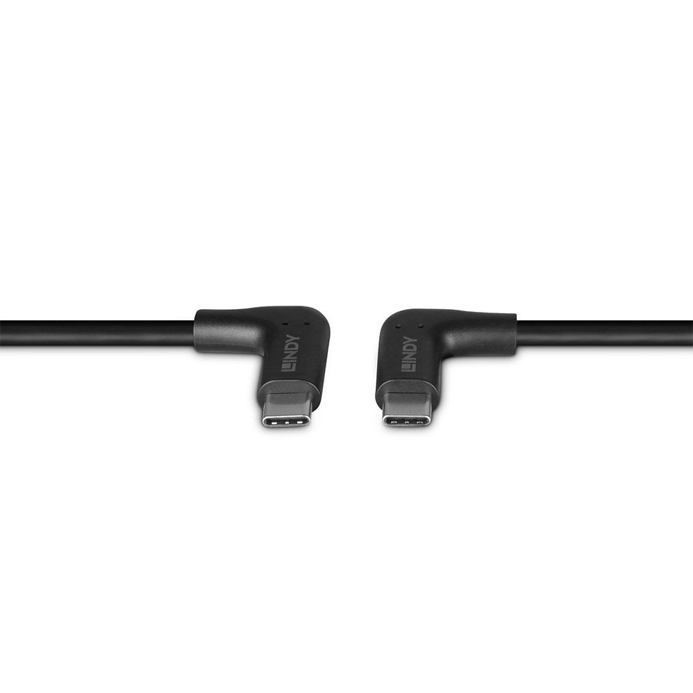 Lindy 1m USB 3.2 Right-Angled USB-C to Right-Angled USB-C Cable, 10Gbps | 32023 USB Cable Lindy