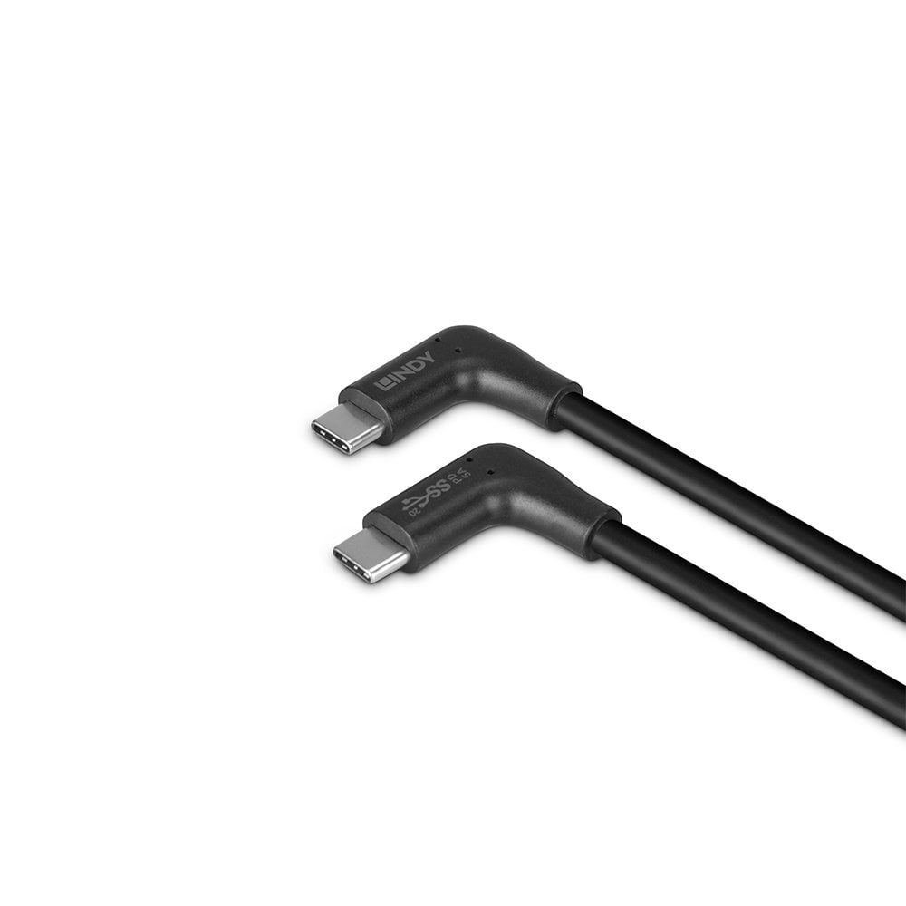Lindy 1m USB 3.2 Right-Angled USB-C to Right-Angled USB-C Cable, 10Gbps | 32023 USB Cable Lindy
