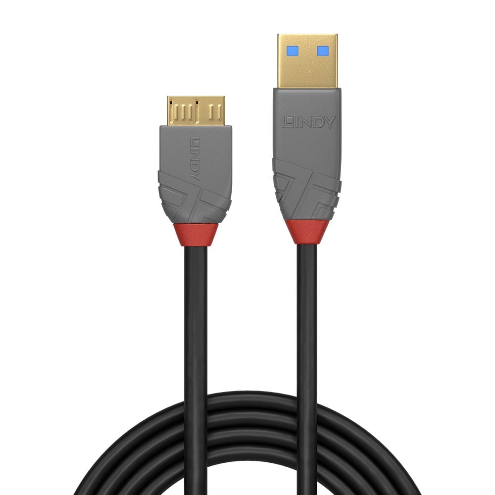 Lindy 1m USB 3.2 Type A to Micro-B Cable, 5Gbps, Anthra Line | 36766 USB Cable Lindy