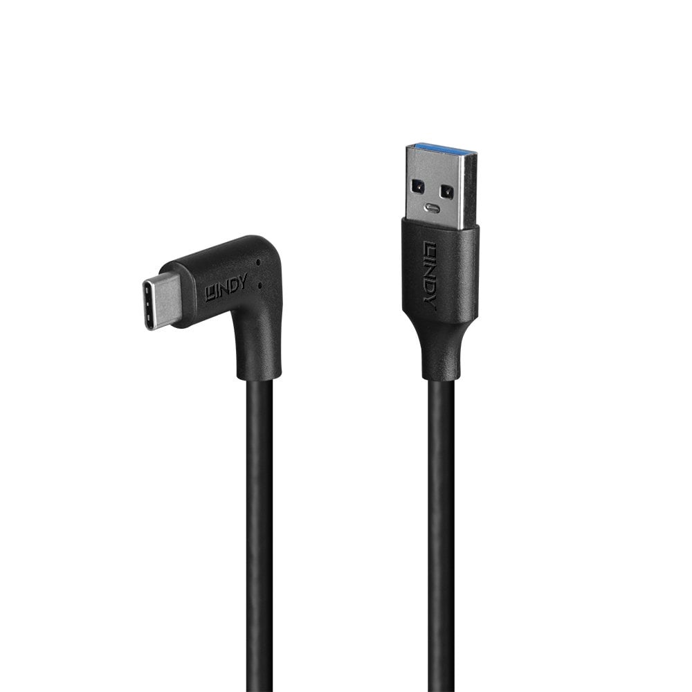 Lindy 1m USB 3.2 Type-A to Right-Angled USB-C Cable, 10Gbps | 32013 USB Cable Lindy