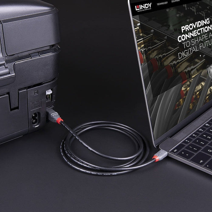 Lindy 1m USB 3.2 Type C to B Cable, Anthra Line | 36666 USB-C Cable Lindy
