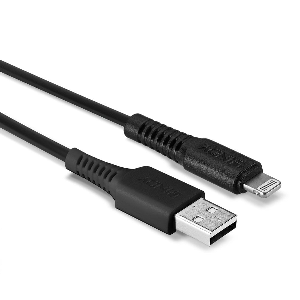 Lindy 1m USB to Lightning Cable, Black | 31320 USB Cable Lindy