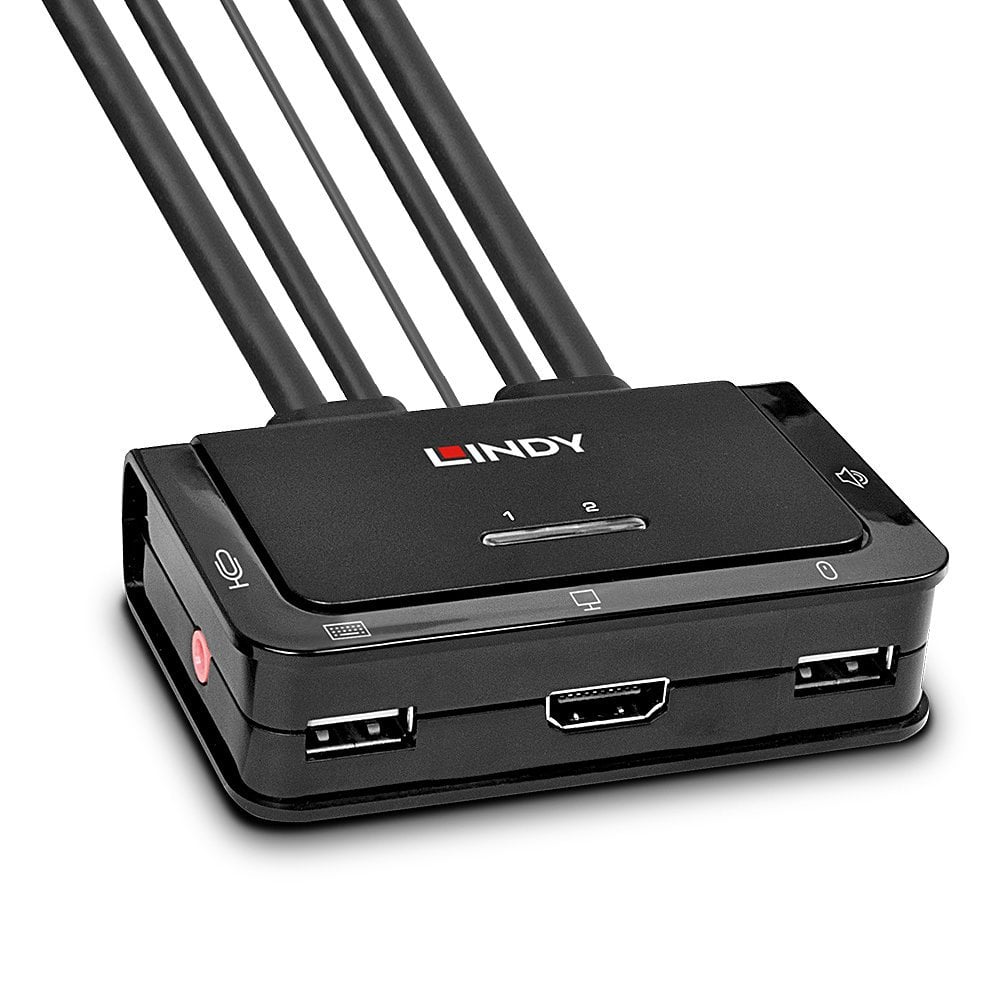 Lindy 2 Port HDMI 4K60, USB 2.0 & Audio Cable KVM Switch | 42345 Switches Lindy
