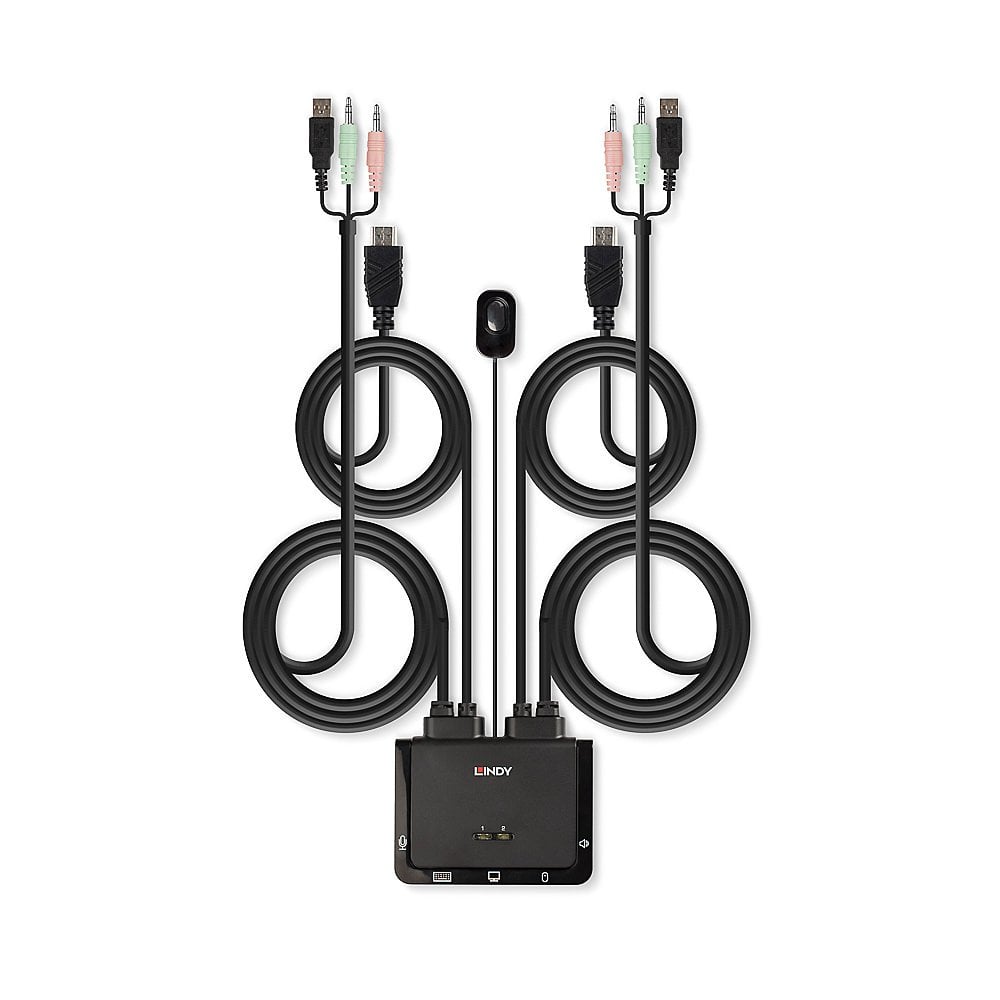 Lindy 2 Port HDMI 4K60, USB 2.0 & Audio Cable KVM Switch | 42345 Switches Lindy