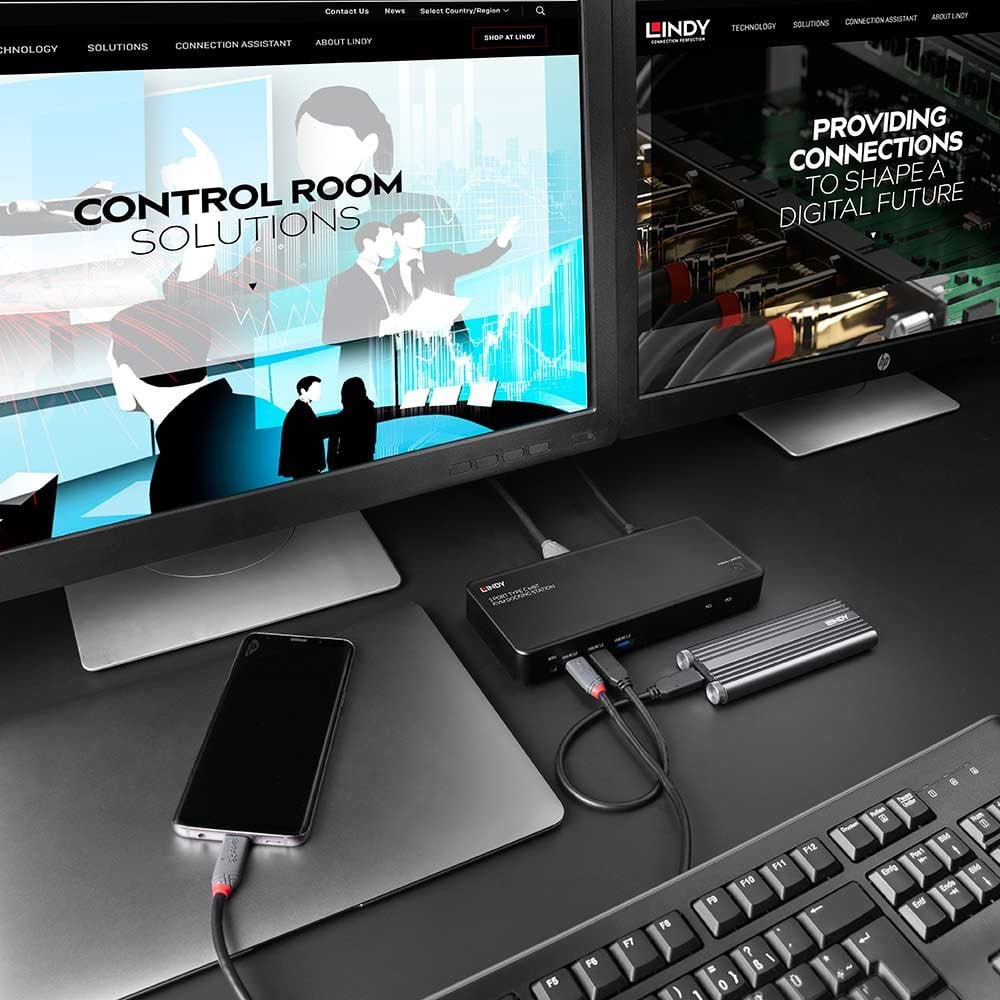 Lindy 2 Port Type C MST KVM Docking Station | 43202 Switches Lindy