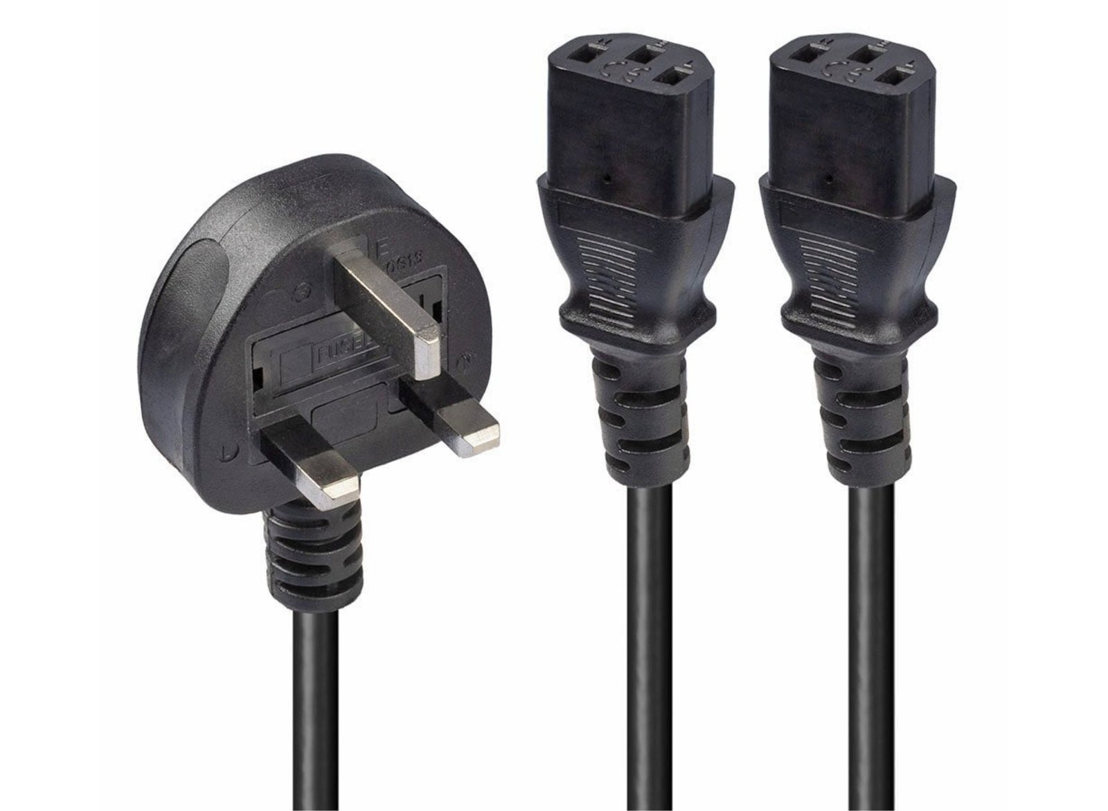 Lindy 2.5m UK 3 Pin Plug to 2 x IEC C13 Extension Cable | 30371 Power Cable Lindy