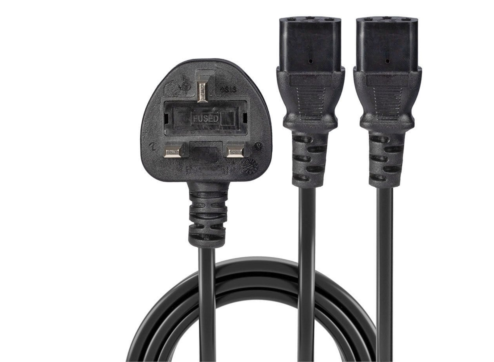 Lindy 2.5m UK 3 Pin Plug to 2 x IEC C13 Extension Cable | 30371 Power Cable Lindy