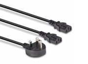 Lindy 2.5m UK 3 Pin Plug to 2 x IEC C13 Extension Cable | 30371 Power Cable Lindy