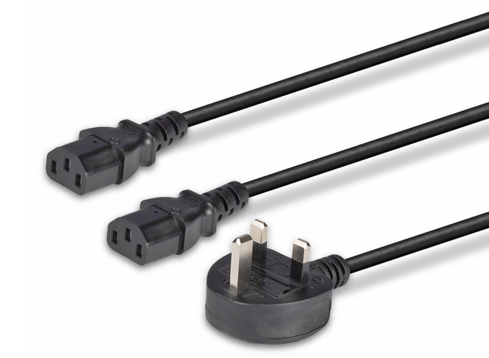 Lindy 2.5m UK 3 Pin Plug to 2 x IEC C13 Extension Cable | 30371 Power Cable Lindy