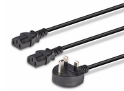 Lindy 2.5m UK 3 Pin Plug to 2 x IEC C13 Extension Cable | 30371 Power Cable Lindy