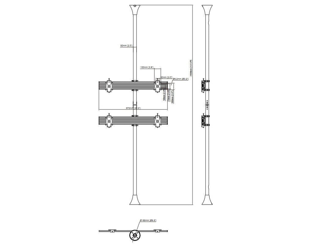 Multibrackets MBFC2X2U-F100 M Floor to Ceiling Mount Pro - Up to 15"-32" Screen Floor to Ceiling Display Mount Multibrackets