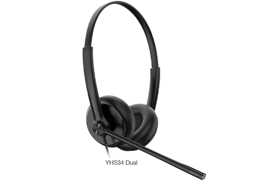 Yealink YHS34DUAL Dual Ear QD To RJ9 Headset For Yealink Handsets