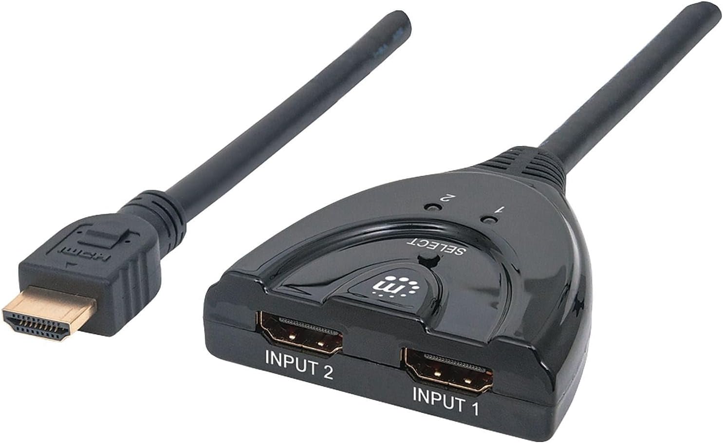 Manhattan HDMI Switch 2-Port Integrated Cable Black | 207416 Splitter Manhattan