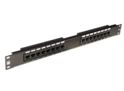 Lindy 19" CAT5e 1U 16 Port RJ-45 Patch Panel, Unshielded, Black | 20755 Rack Accessory Lindy