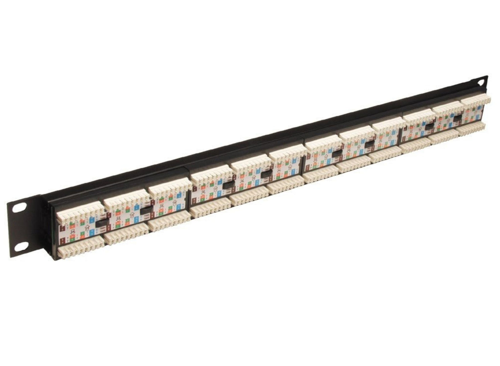 Lindy 19" CAT5e 1U 24 Port RJ-45 Patch Panel, Unshielded, Black | 20756 Rack Accessory Lindy