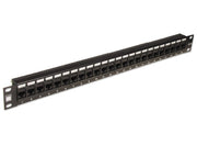 Lindy 19" CAT5e 1U 24 Port RJ-45 Patch Panel, Unshielded, Black | 20756 Rack Accessory Lindy