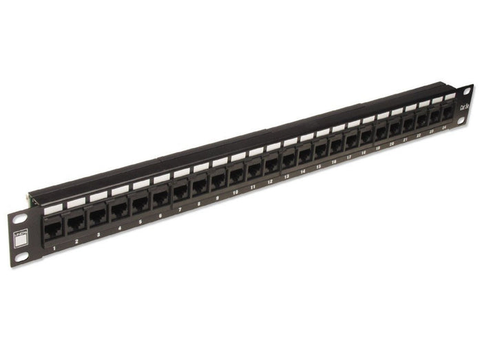 Lindy 19" CAT5e 1U 24 Port RJ-45 Patch Panel, Unshielded, Black | 20756 Rack Accessory Lindy