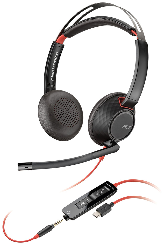 POLY Blackwire 5220 USB Type-C 3.5 mm Wired Headset | 207586-201 Headset Poly