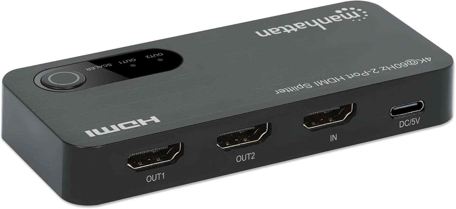 Manhattan 4K@60Hz 2-Port HDMI Splitter with Downscaling | 207614 Video Splitter Manhattan