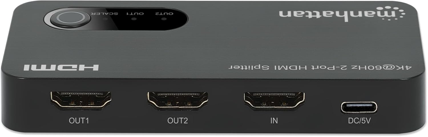 Manhattan 4K@60Hz 2-Port HDMI Splitter with Downscaling | 207614 Video Splitter Manhattan