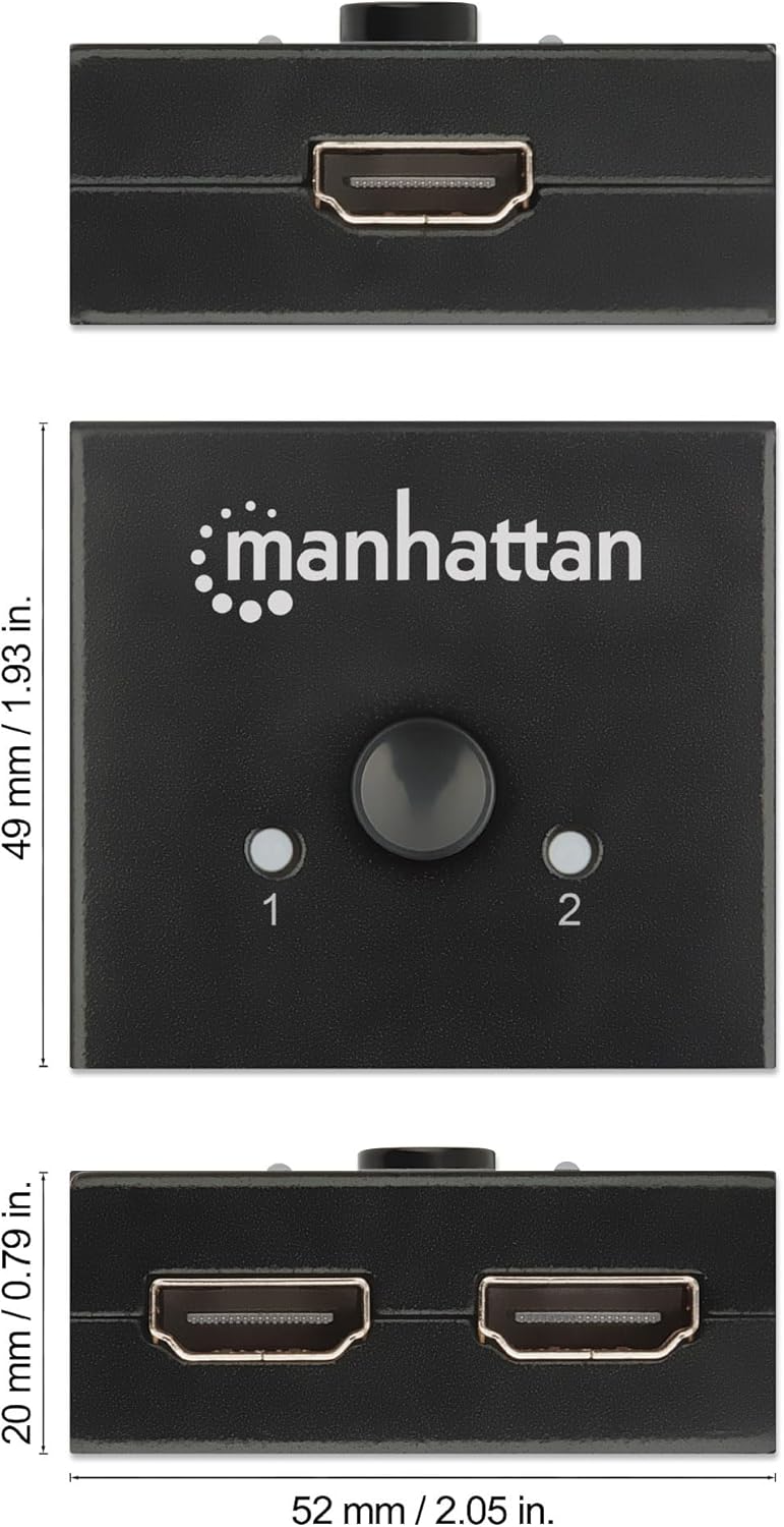 Manhattan 4K@60Hz Bi-Directional 2-Port HDMI Switch | 207850 Video Switch Manhattan