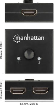 Manhattan 4K@60Hz Bi-Directional 2-Port HDMI Switch | 207850 Video Switch Manhattan