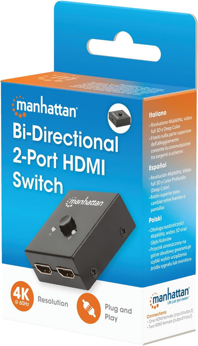 Manhattan 4K@60Hz Bi-Directional 2-Port HDMI Switch | 207850 Video Switches Manhattan