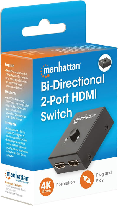 Manhattan 4K@60Hz Bi-Directional 2-Port HDMI Switch | 207850 Video Switches Manhattan