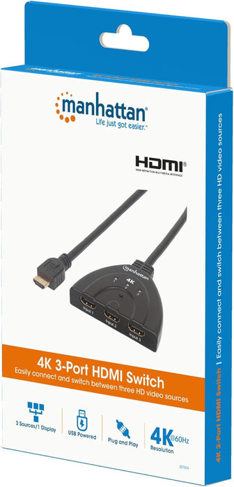 Manhattan 4K@60Hz 3-Port HDMI Switch | 207874 Video Switches Manhattan